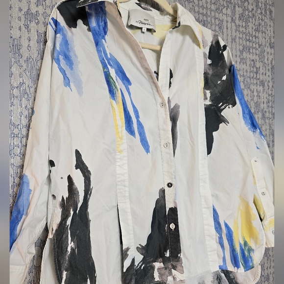 3.1 Phillip Lim Printed Collared Button Up Shirt Women's Size 0 EUC - Picture 4 of 13